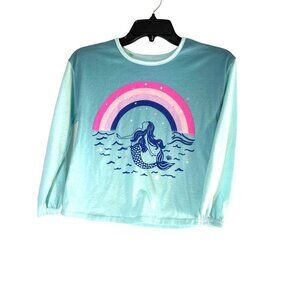 Wonder Nation Girls Long Sleeve Graphic Tee Mermaid Green Size M 7/8